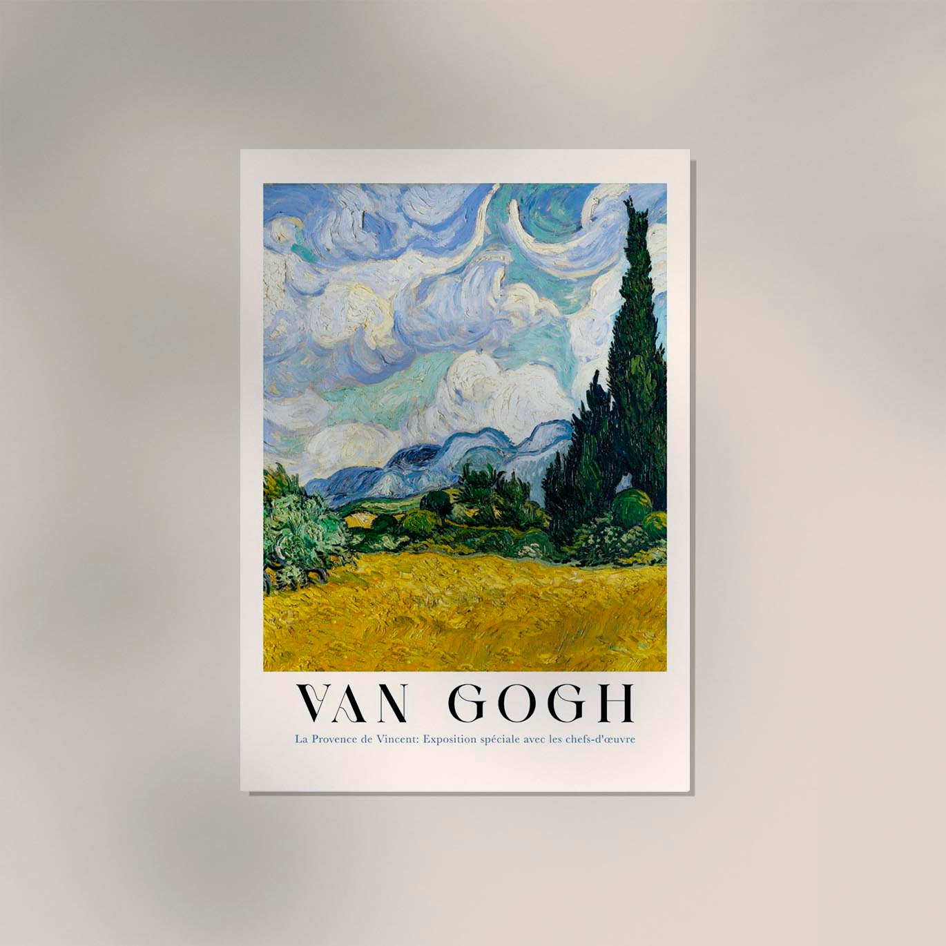 Wheat Field with Cypresses Vertical Exhibition Art Poster by Van Gogh