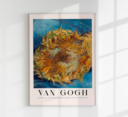 Sunflower in Blue Exhibition Art Poster by Van Gogh