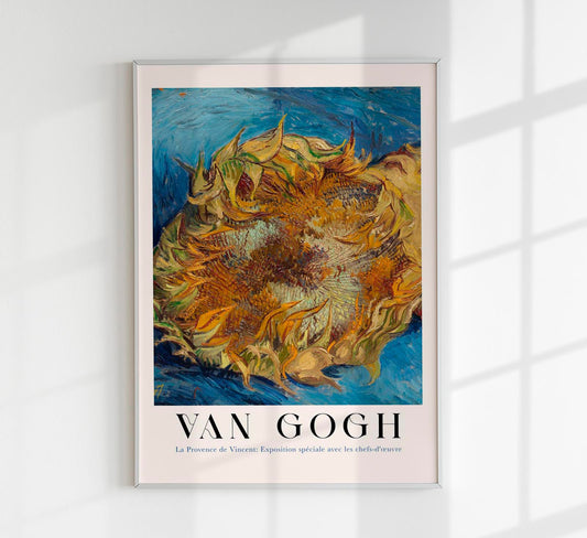 Sunflower in Blue Exhibition Art Poster by Van Gogh