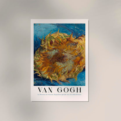 Sunflower in Blue Exhibition Art Poster by Van Gogh