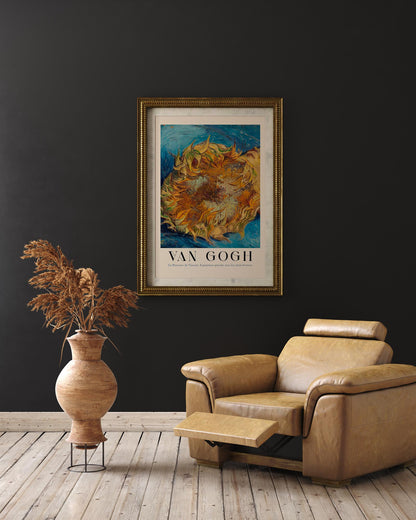 Sunflower in Blue Exhibition Art Poster by Van Gogh