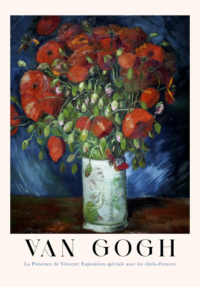 Vase with Poppies Exhibition Art Poster by Van Gogh