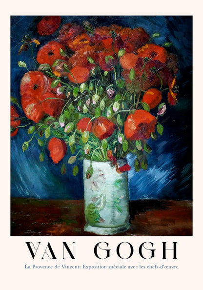 Vase with Poppies Exhibition Art Poster by Van Gogh