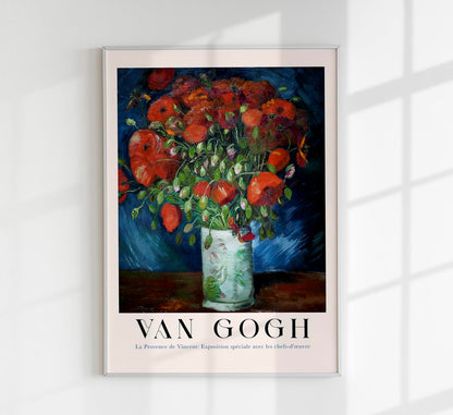 Vase with Poppies Exhibition Art Poster by Van Gogh