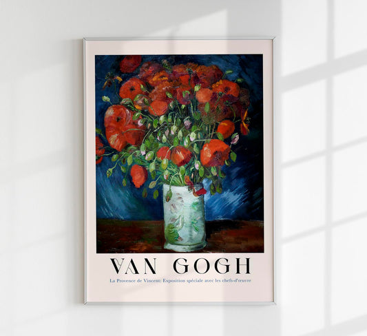Vase with Poppies Exhibition Art Poster by Van Gogh