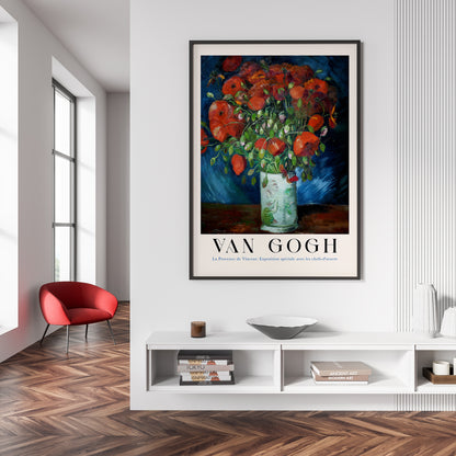 Vase with Poppies Exhibition Art Poster by Van Gogh