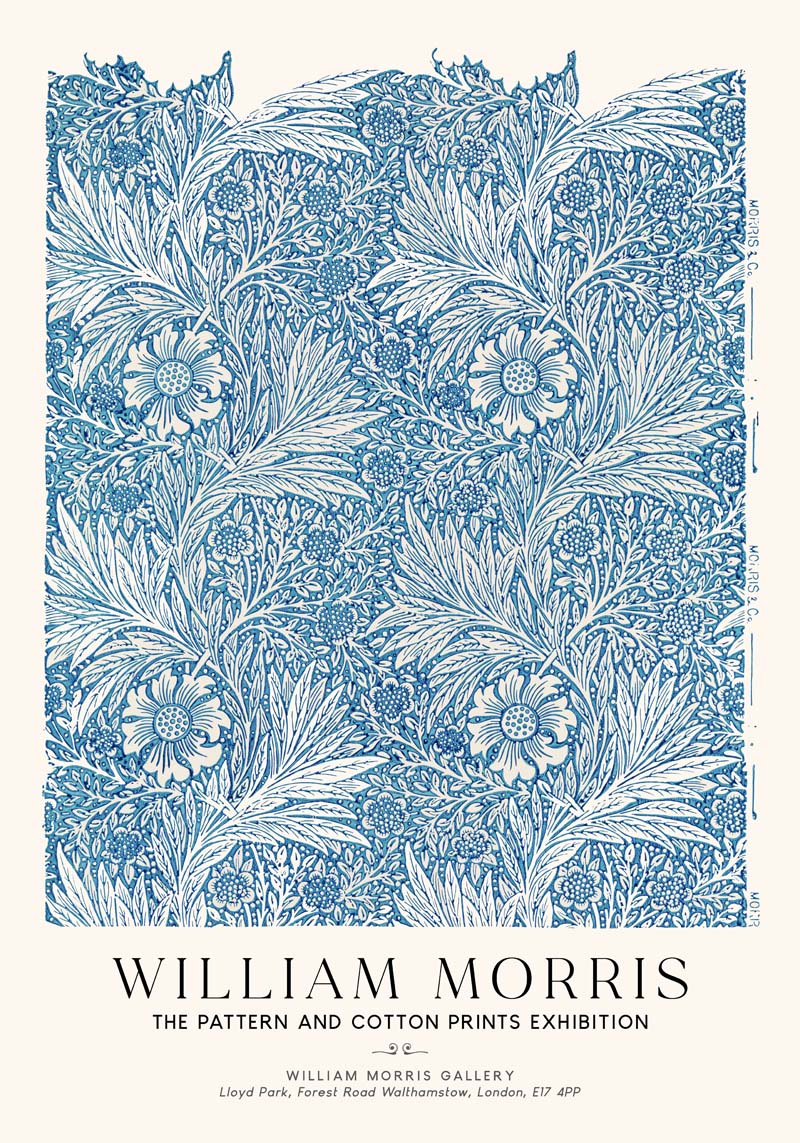 William Morris Blue Marigold Art Exhibition Poster