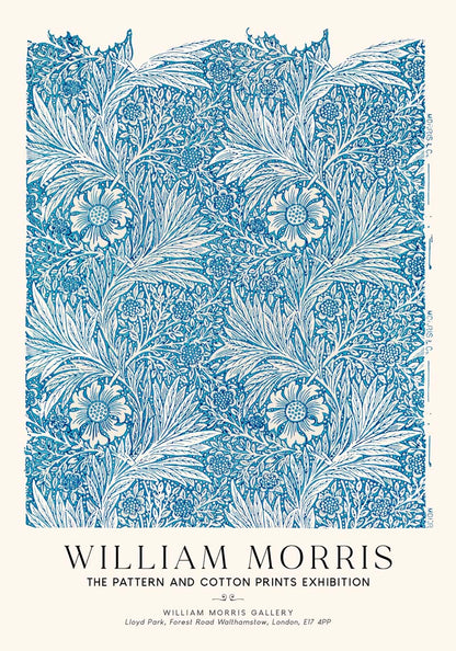 William Morris Blue Marigold Art Exhibition Poster