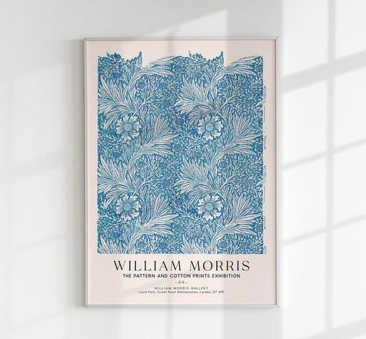 William Morris Blue Marigold Art Exhibition Poster