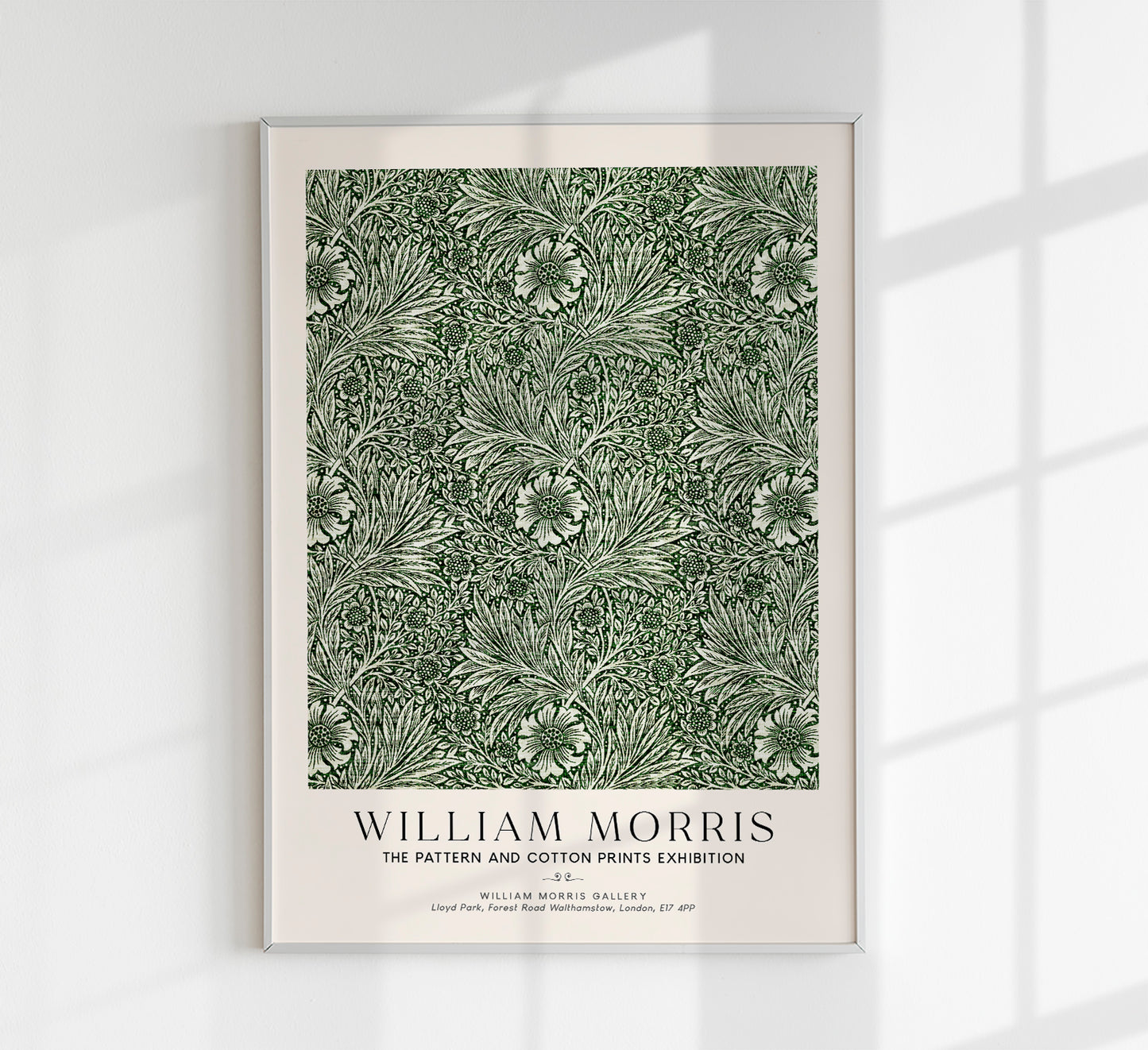 William Morris Green Marigold Pattern Art Exhibition Poster