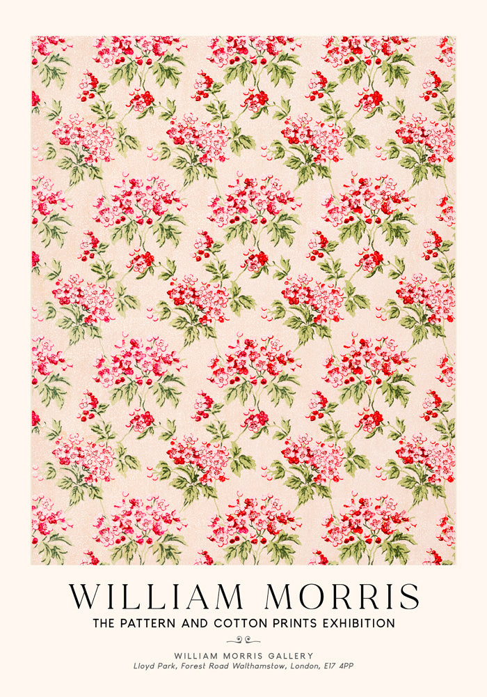 William Morris Pink Flower Art Exhibition Poster