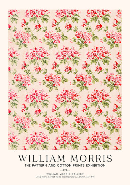 William Morris Pink Flower Art Exhibition Poster