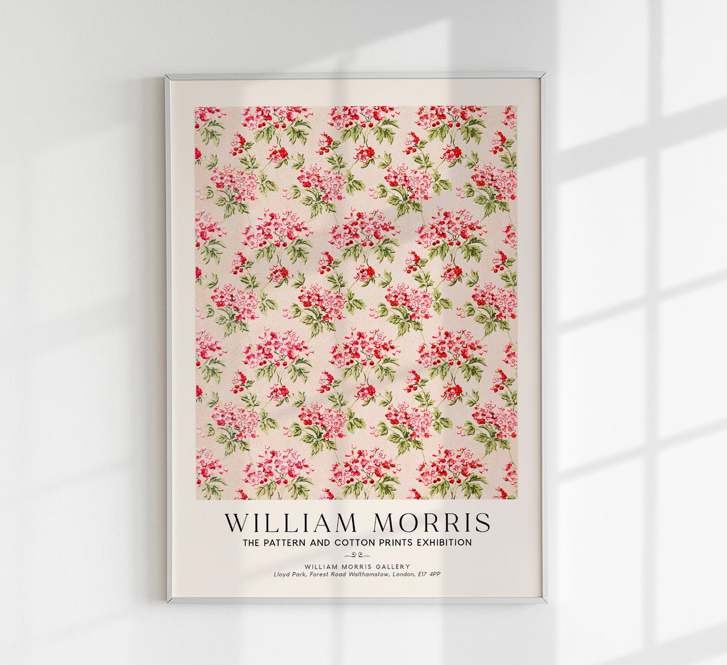 William Morris Pink Flower Art Exhibition Poster