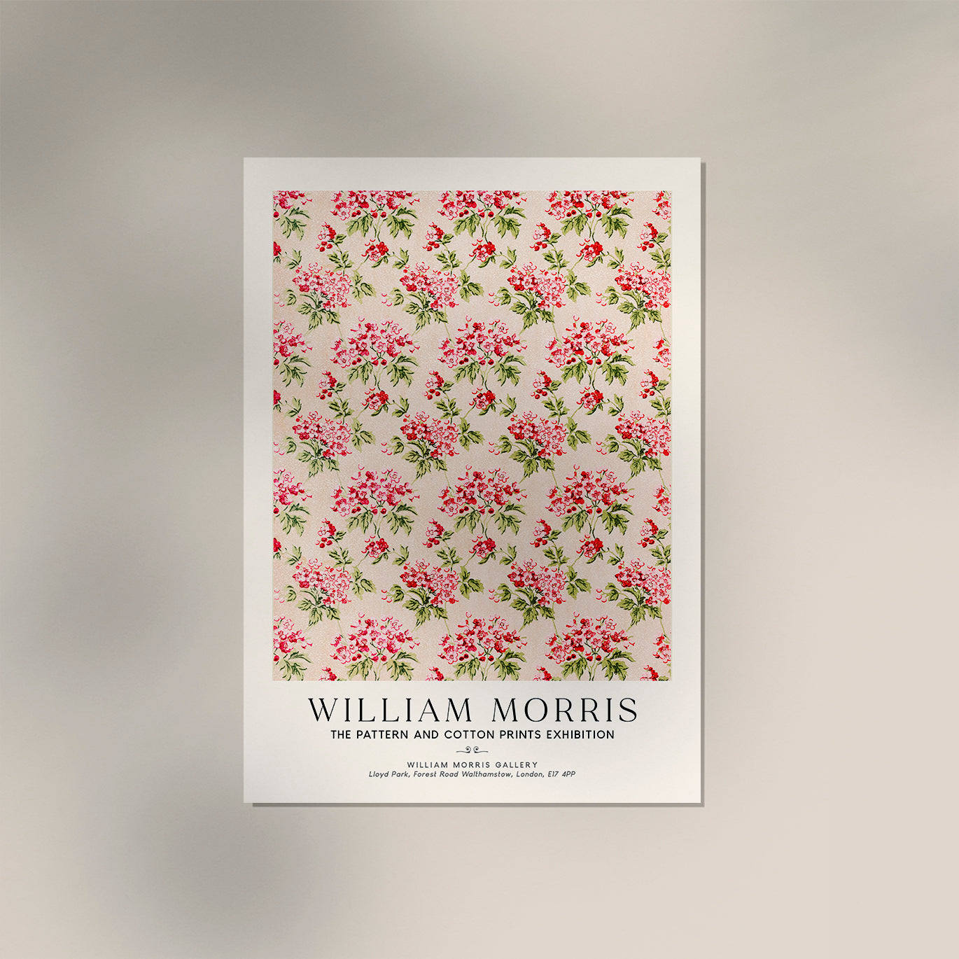 William Morris Pink Flower Art Exhibition Poster