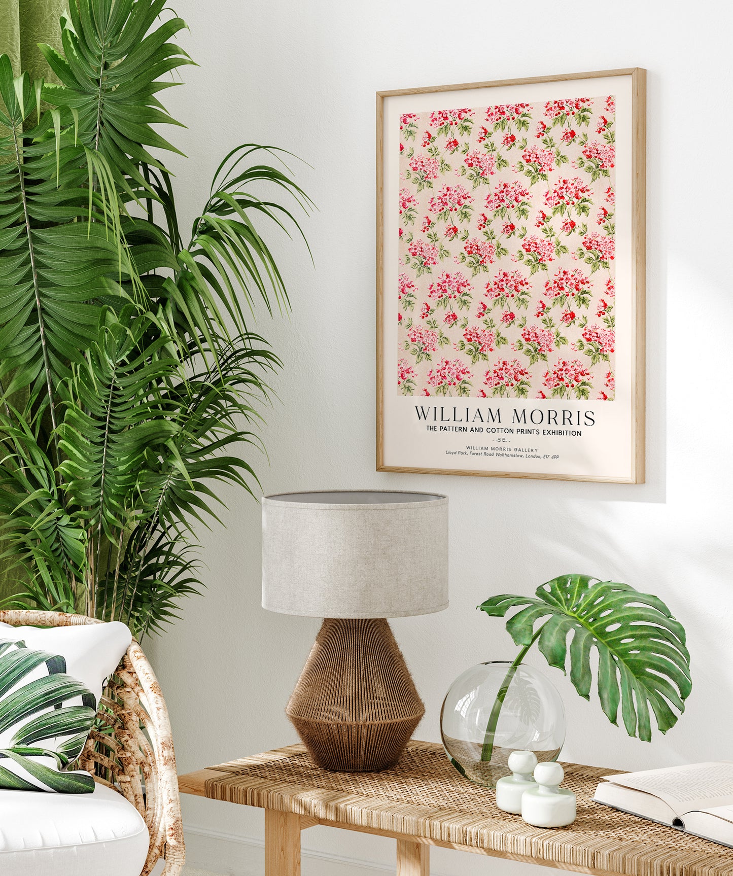 William Morris Pink Flower Art Exhibition Poster