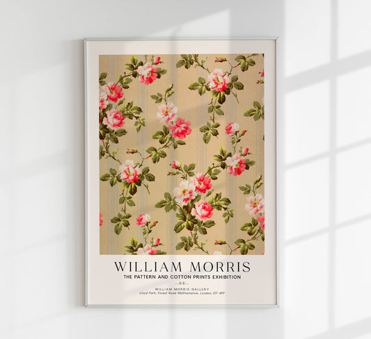 William Morris Vintage Rose Wallpaper Art Exhibition Poster