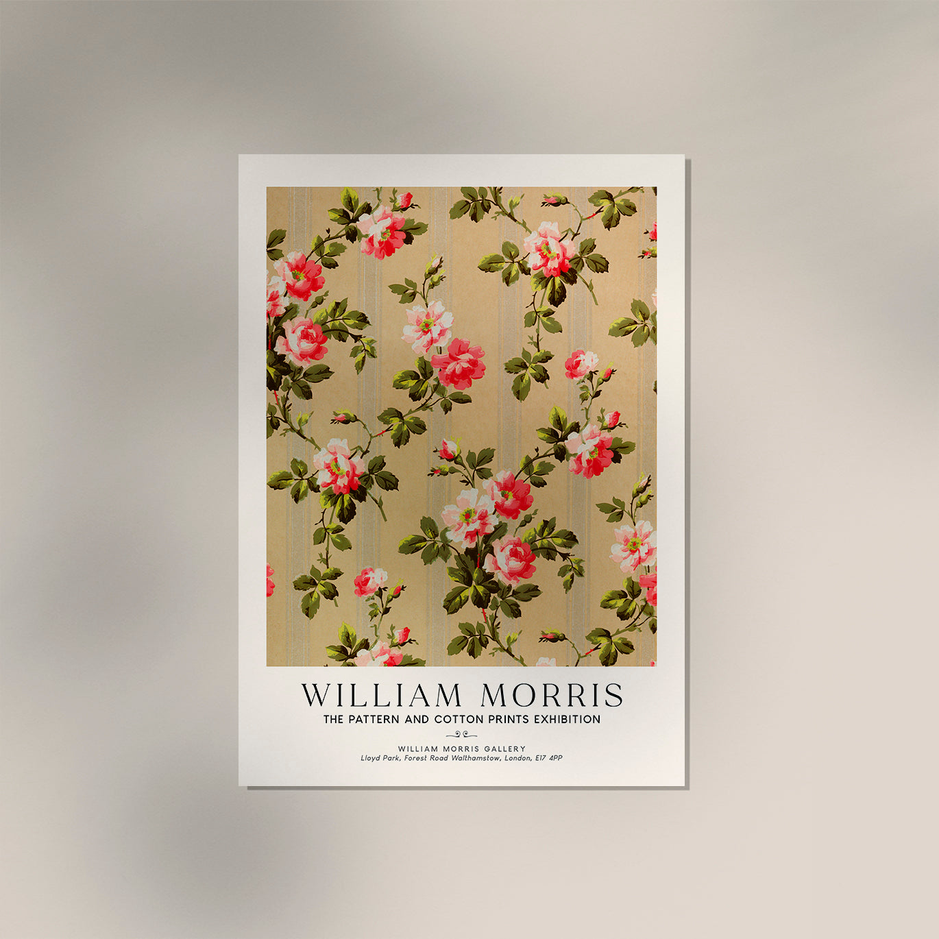 William Morris Vintage Rose Wallpaper Art Exhibition Poster