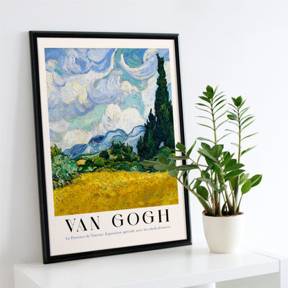 Wheat Field with Cypresses Vertical Exhibition Art Poster by Van Gogh