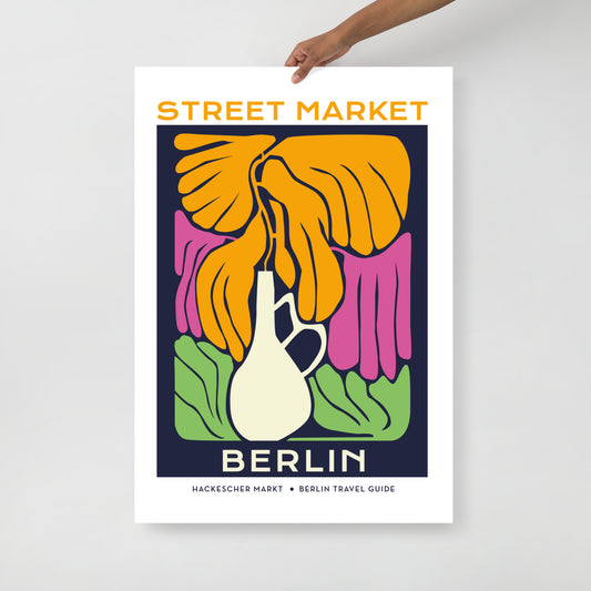 Street Market Berlin Blue Poster