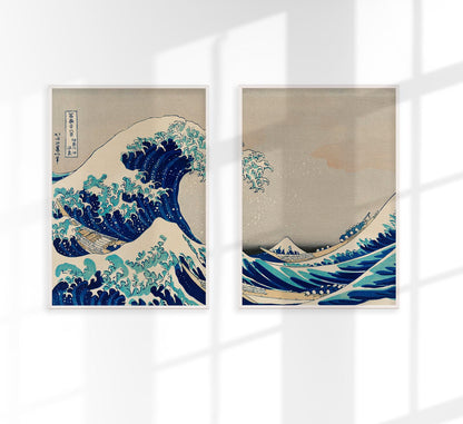The Great Wave Hokusai Diptych - set of 2 prints