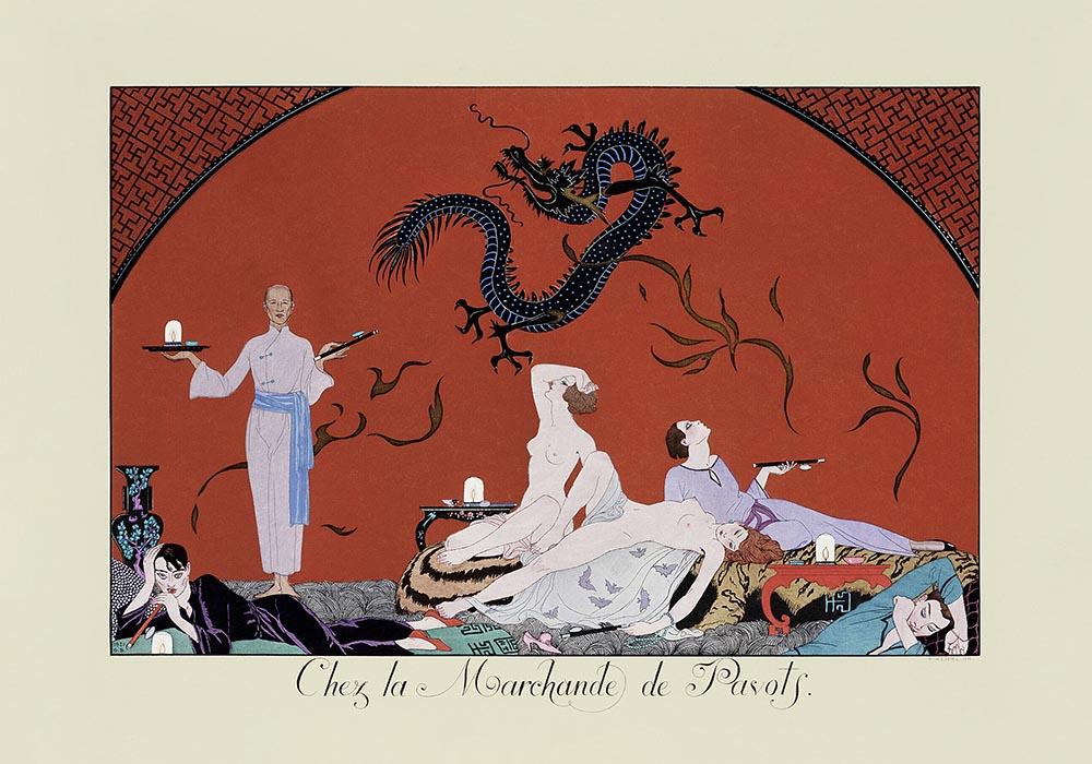 Chez la Marchande de Pavots Vintage Fashion Illustration Poster by George Barbier