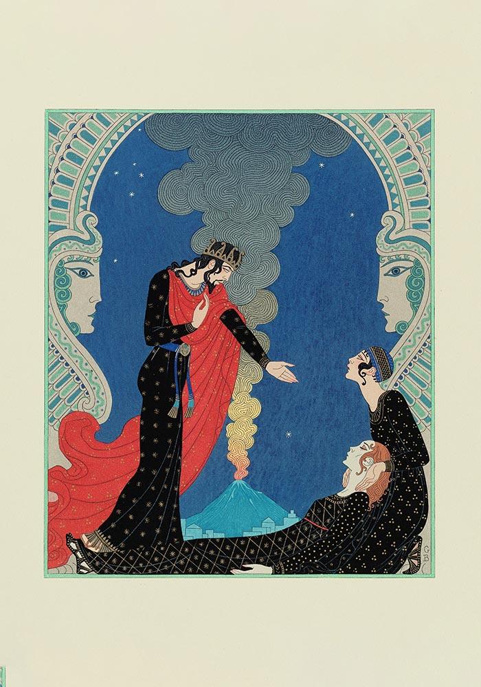 Empedocles and Panthea Vintage Fashion Illustration Poster by George Barbier