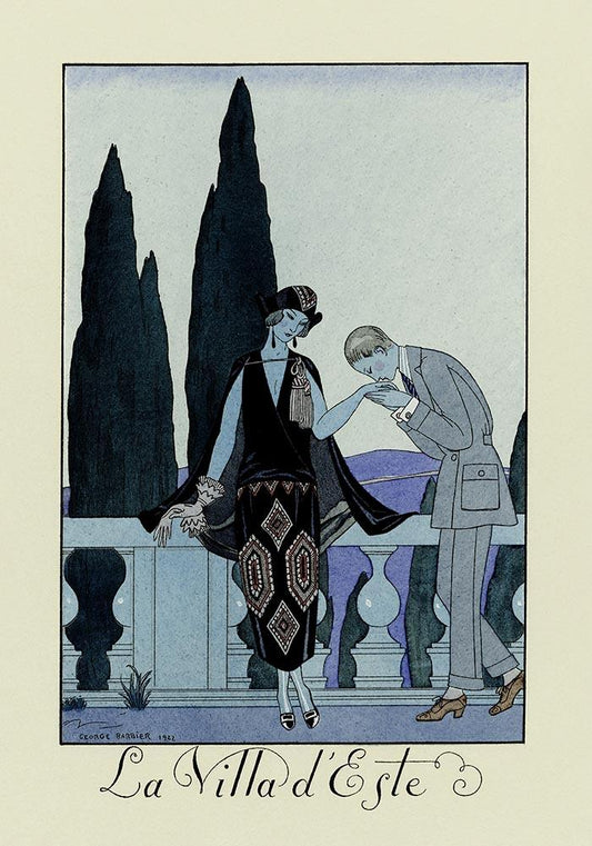 La Villa D´Este Vintage Fashion Illustration Poster by George Barbier