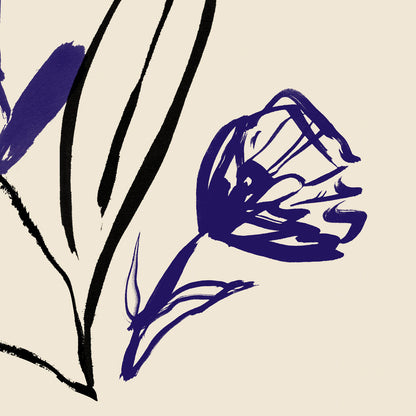 Purple and Black lines Botanical Print