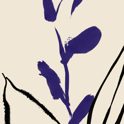 Purple and Black lines Botanical Print