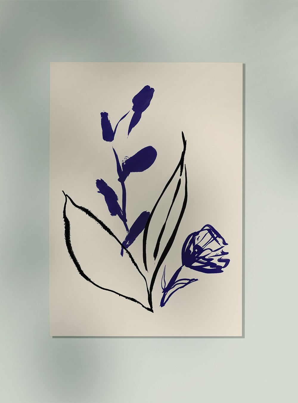 Purple and Black lines Botanical Print
