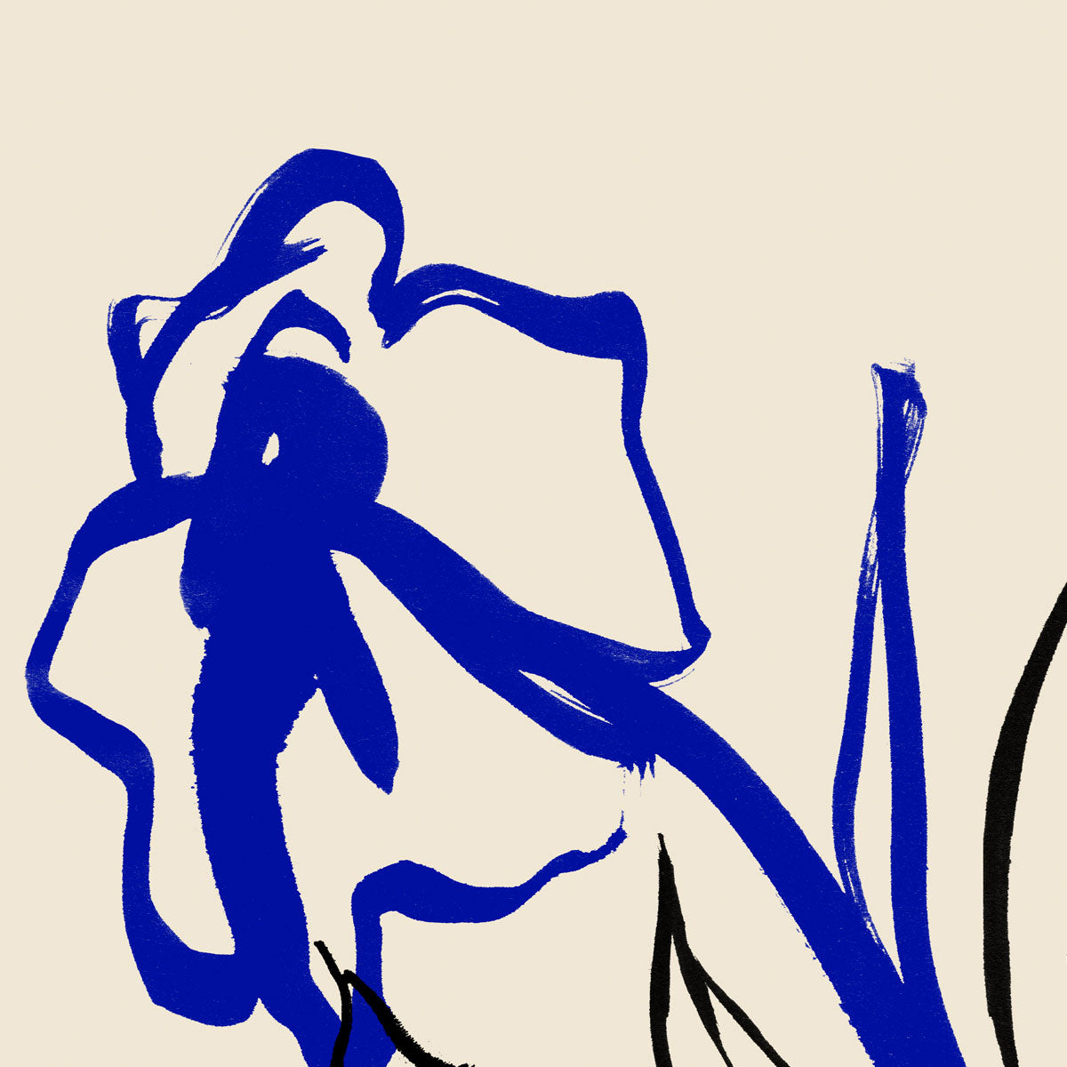 Blue and Black lines Botanical Print