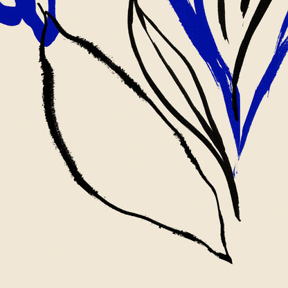 Blue and Black lines Botanical Print