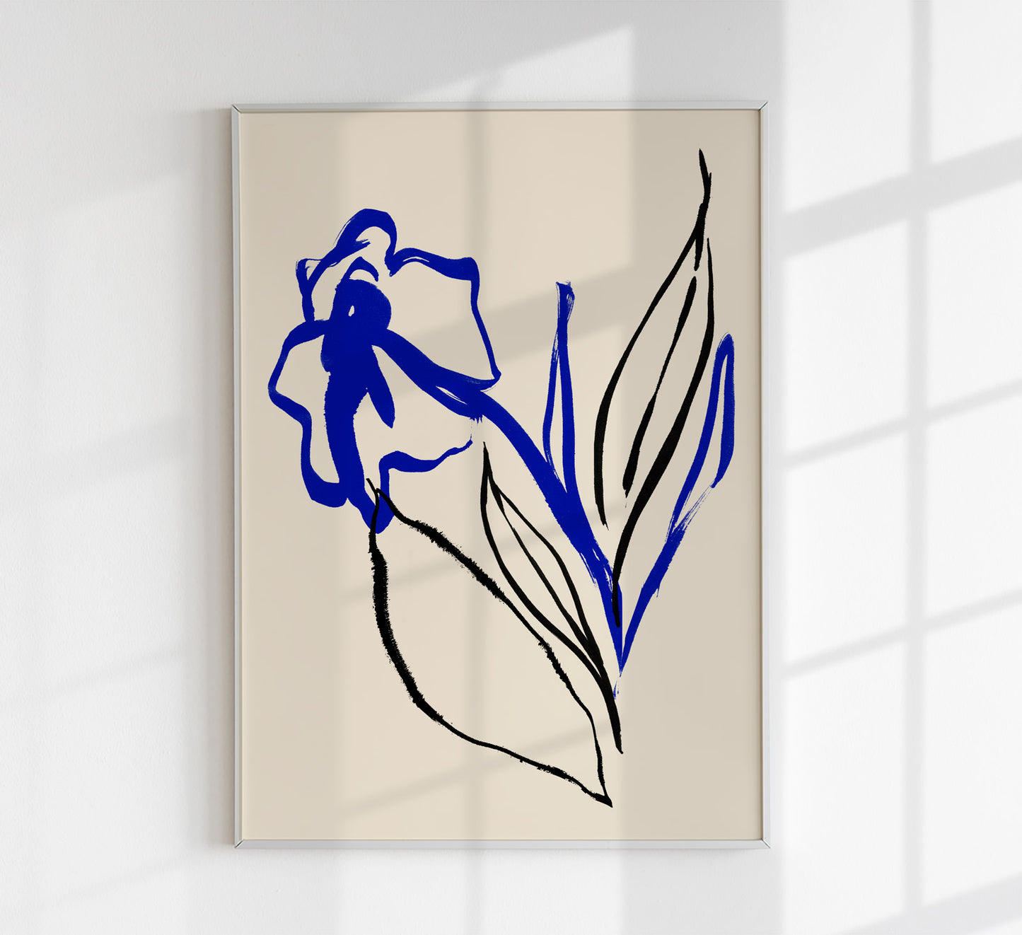 Blue and Black lines Botanical Print