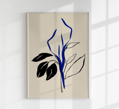 Blue Lilly and Black lines
