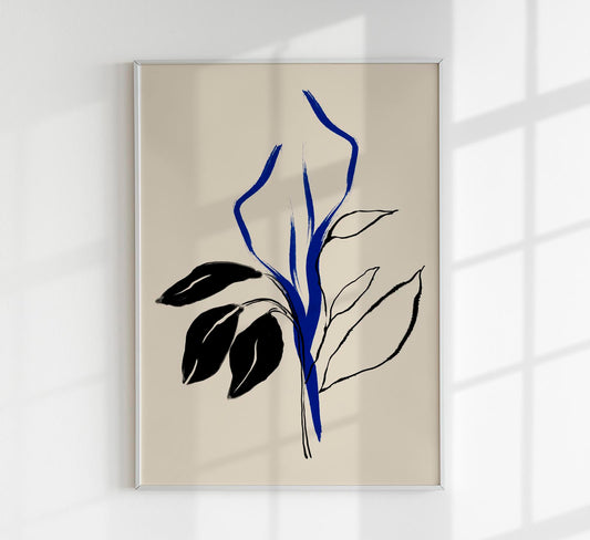 Blue Lilly and Black lines
