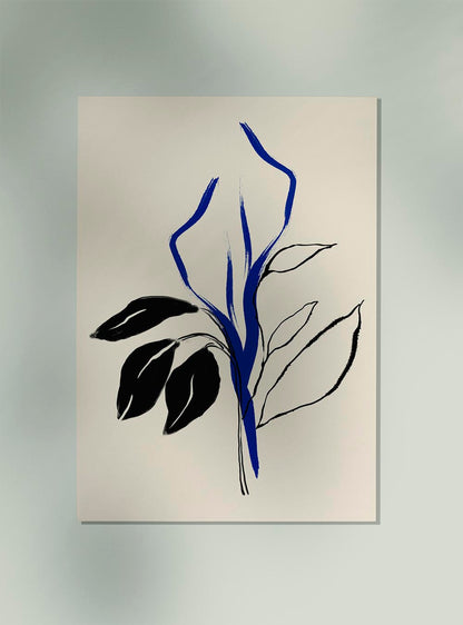 Blue Lilly and Black lines