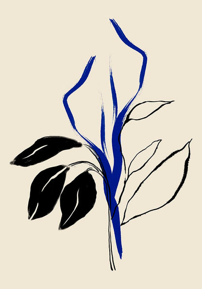 Blue Lilly and Black lines