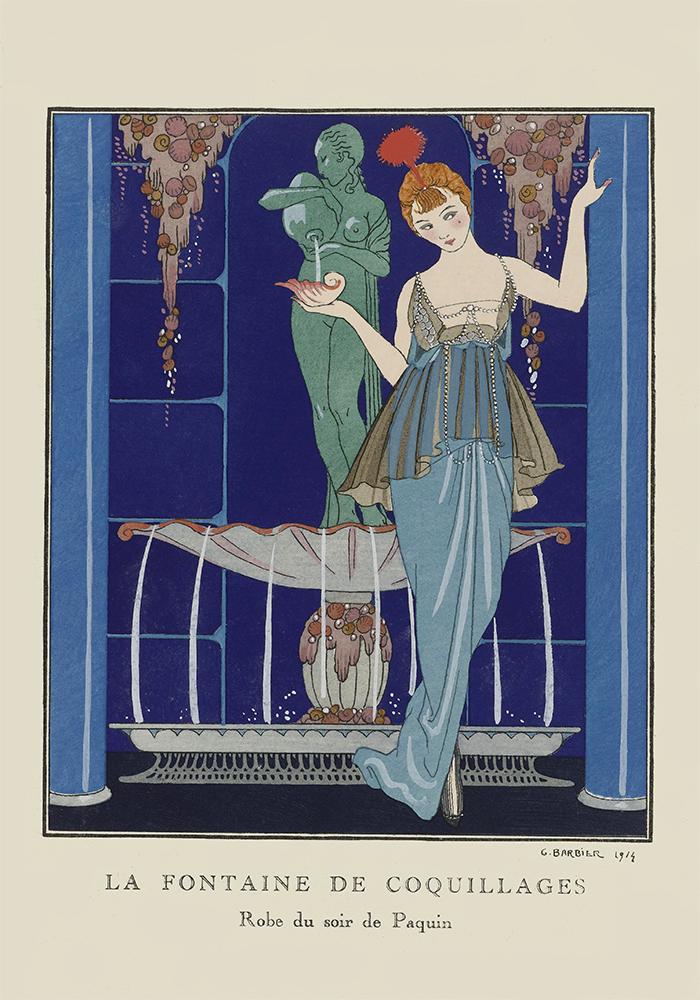 La Fontaine de Coquillages Vintage Fashion Illustration Poster by George Barbier