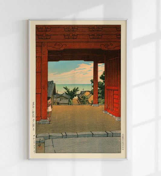 Tamon Temple at Hamahagi by Hasui Japanese Art Poster 