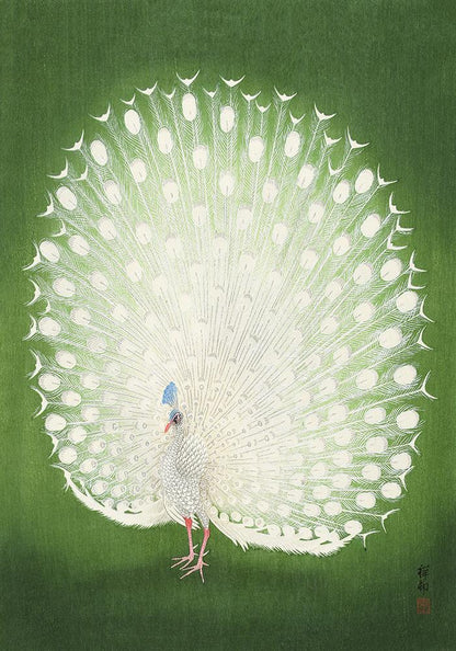 Green Peacock by Koson - Kuriosis Vintage Prints