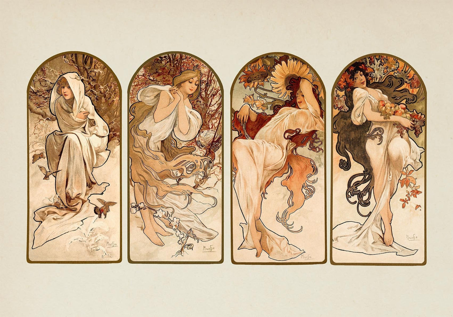 The Seasons by Alphonse Mucha Art Poster