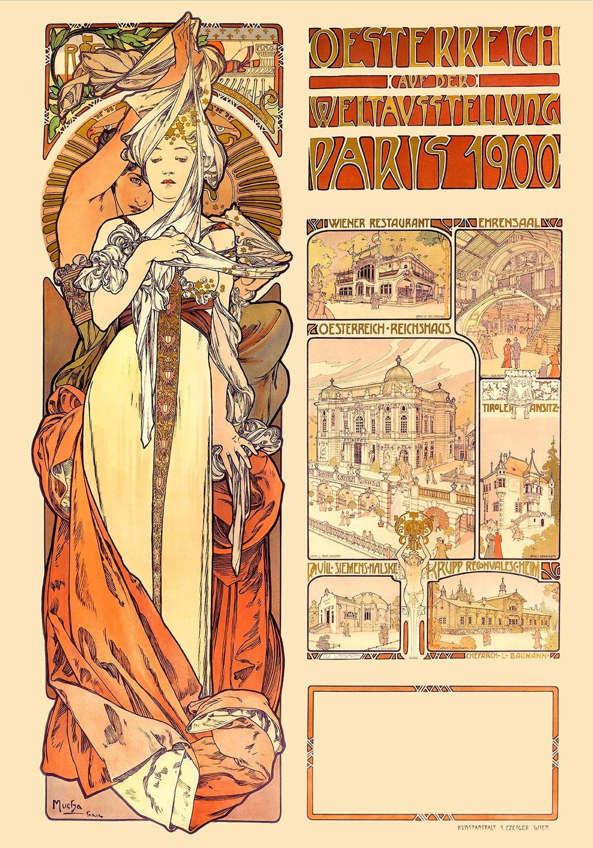 Österreich, Paris by Alphonse Mucha Art Nouveau Poster