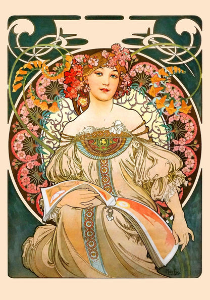 Reverie by Alphonse Mucha Art Nouveau Poster