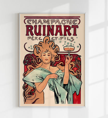 Champagne Ruinart by Alphonse Mucha Art Nouveau Poster