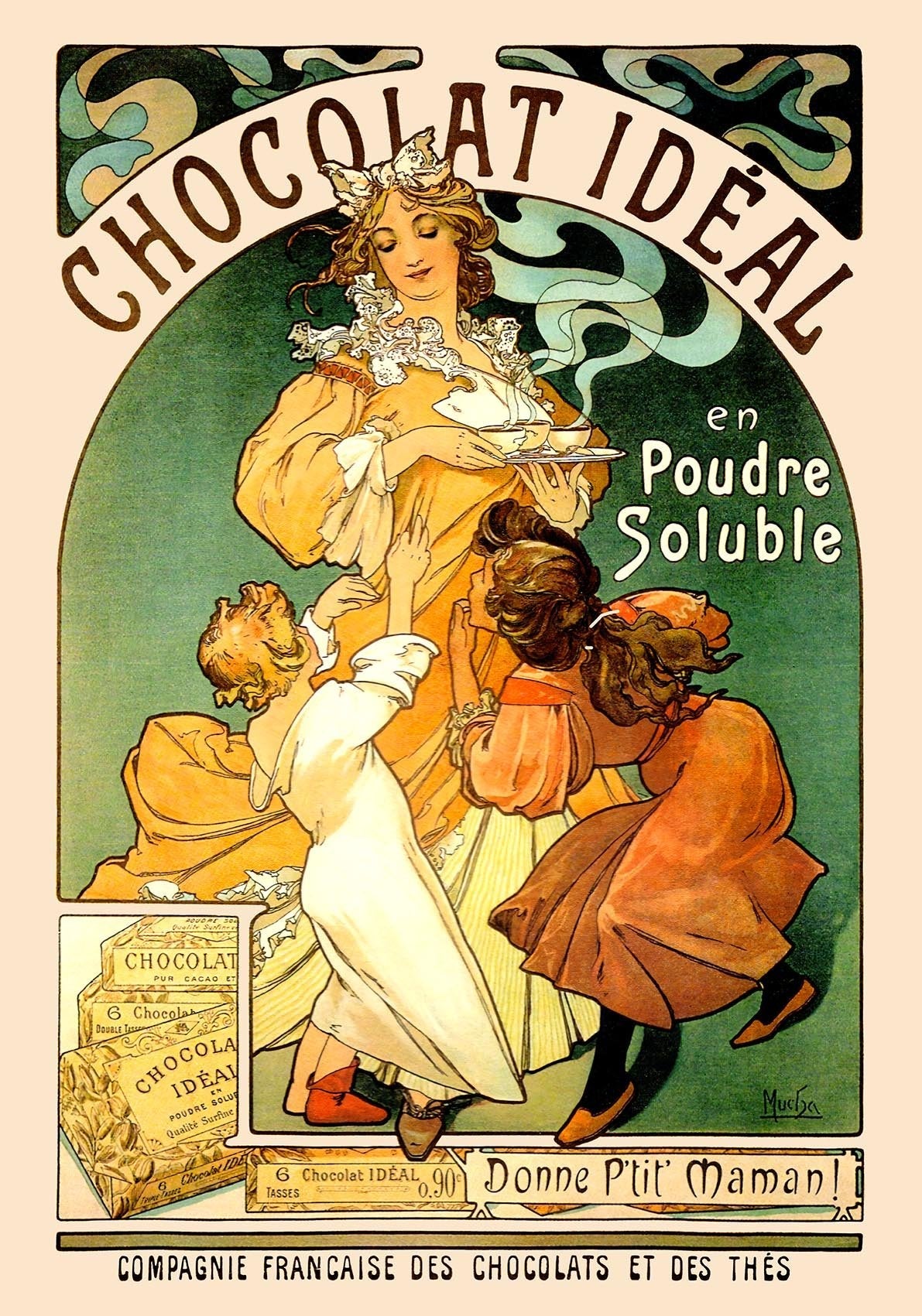 Chocolat Ideal by Alphonse Mucha Art Nouveau Poster