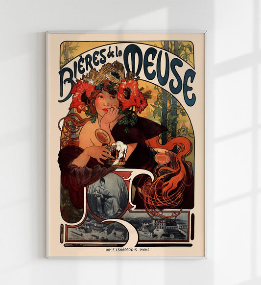 Bieres de la Meuse by Alphonse Mucha Art Nouveau Poster