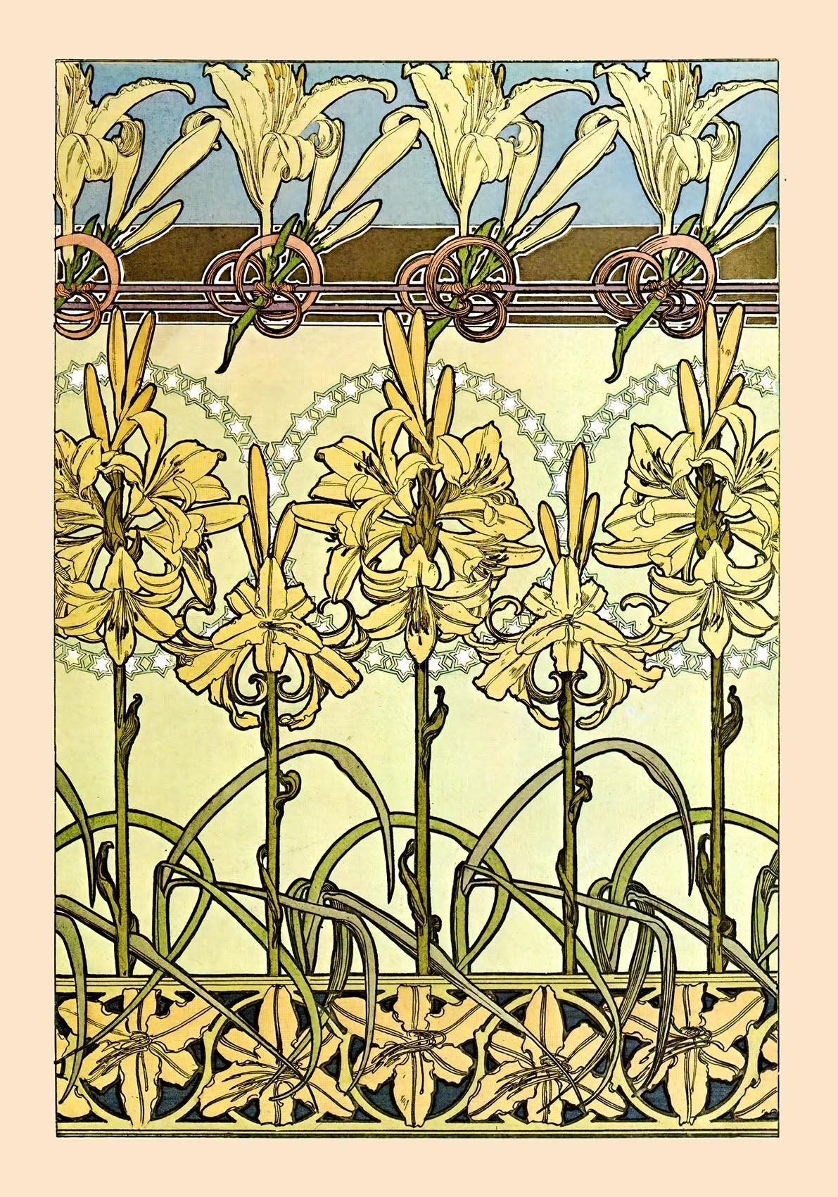 Floral Pattern by Alphonse Mucha Art Nouveau Poster