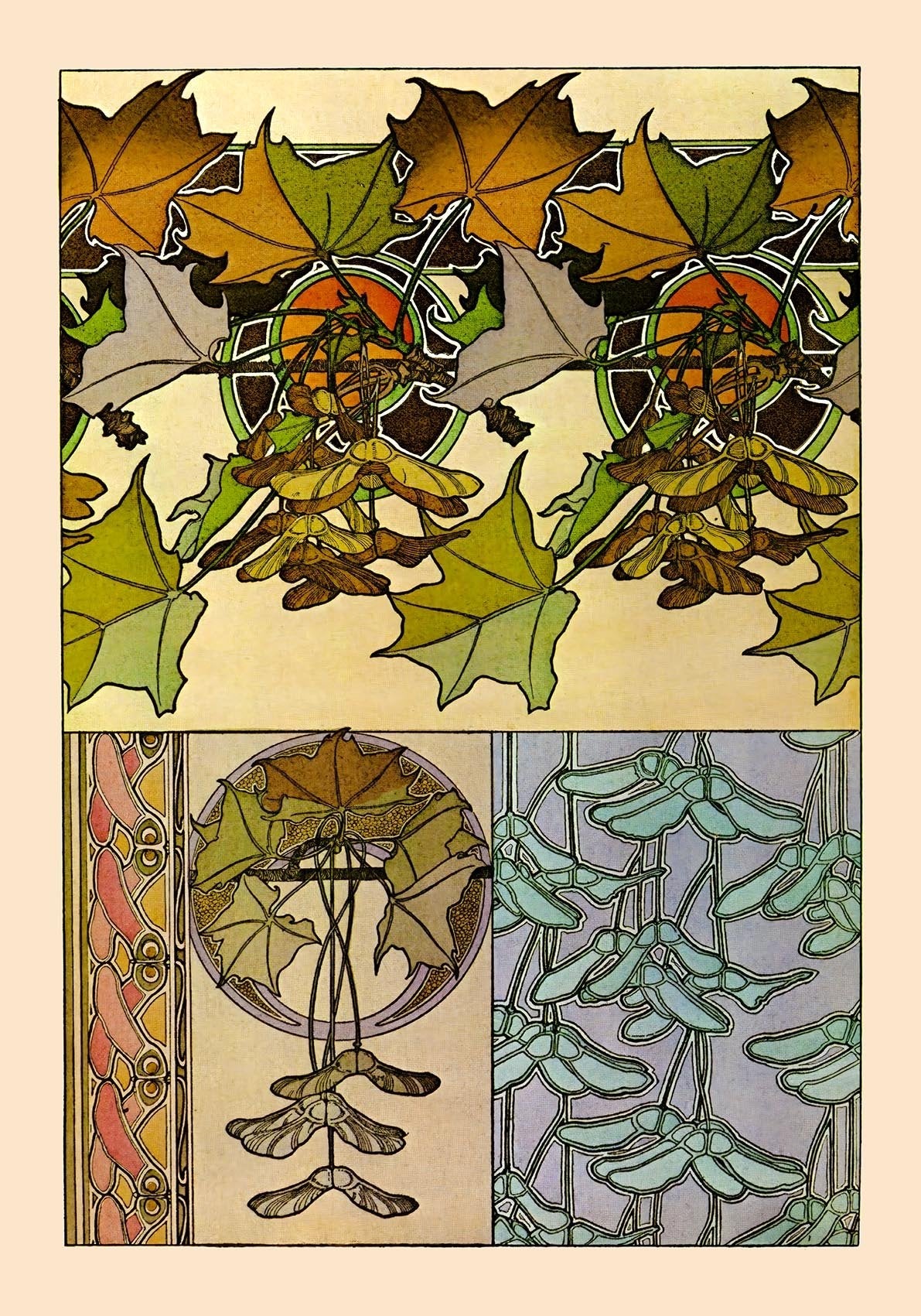 Oak Leaves by Alphonse Mucha Art Nouveau Poster