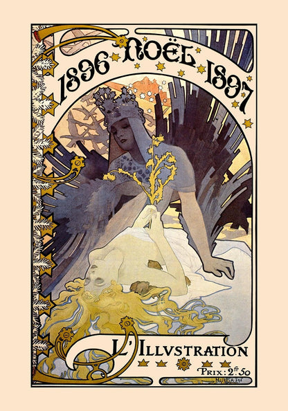 "1896 Noel 1897" by Alphonse Mucha Art Nouveau Poster