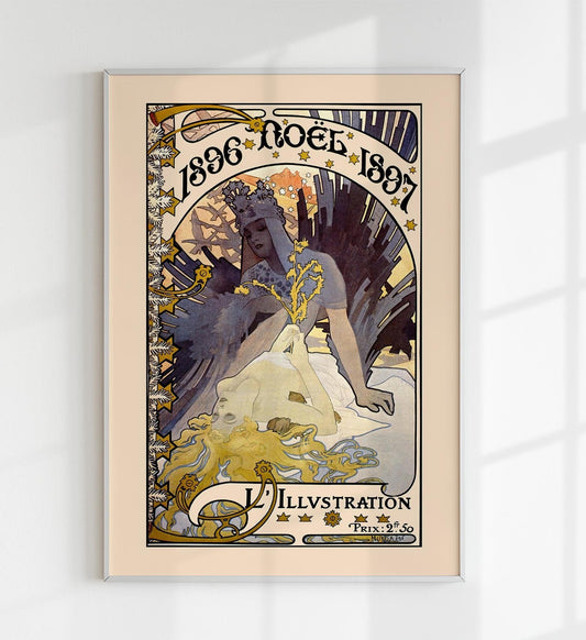 "1896 Noel 1897" by Alphonse Mucha Art Nouveau Poster